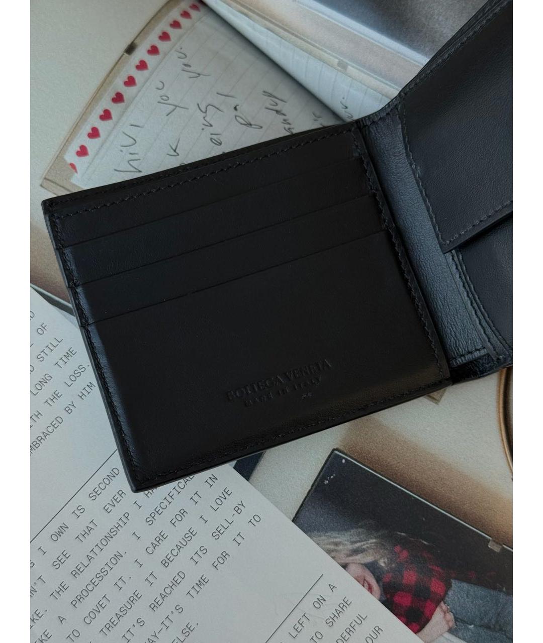 BOTTEGA VENETA Черный кожаный кошелек, фото 3