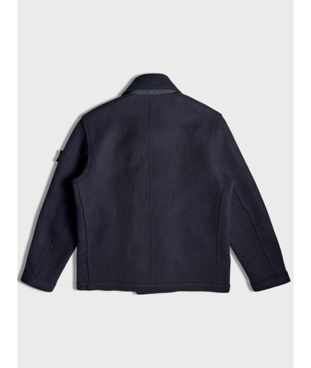 STONE ISLAND Темно-синее шерстяное пальто, фото 2