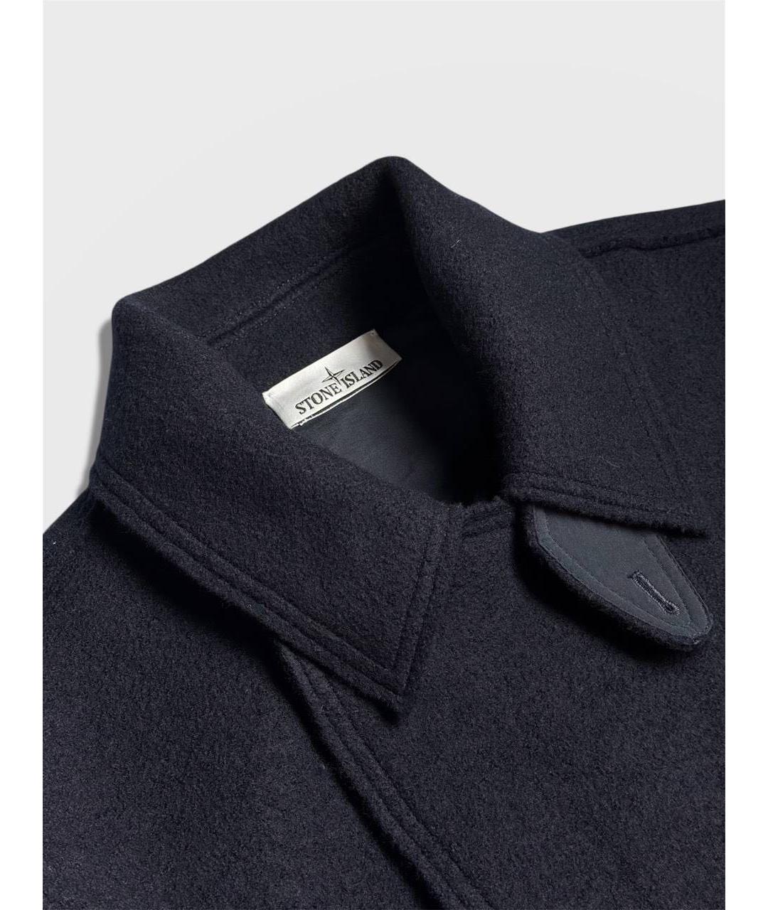 STONE ISLAND Темно-синее шерстяное пальто, фото 3