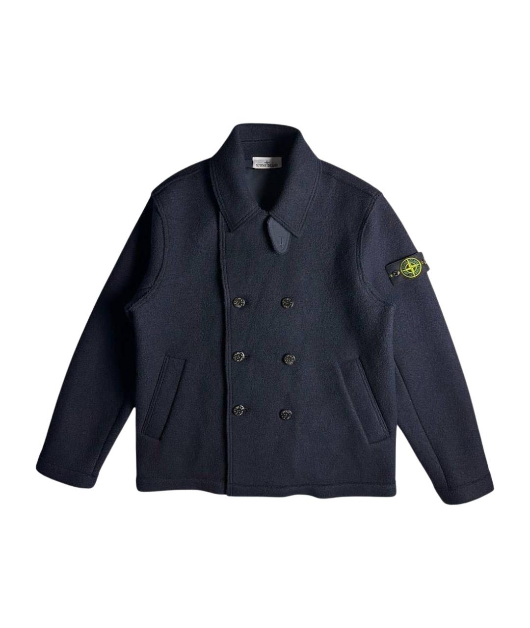 STONE ISLAND Темно-синее шерстяное пальто, фото 1