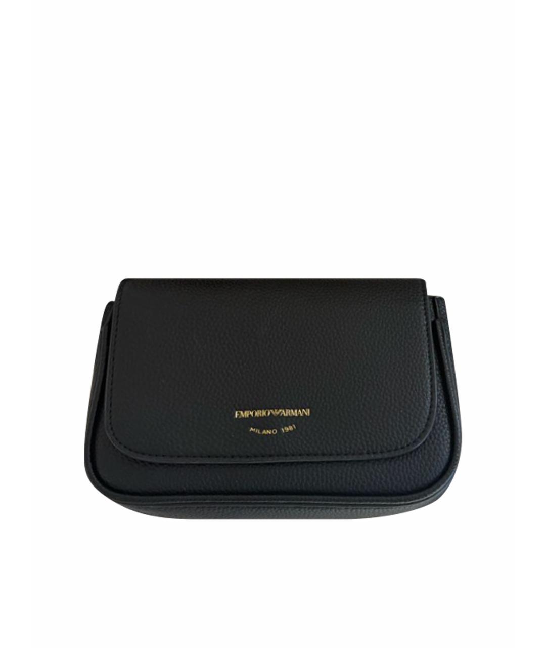 EMPORIO ARMANI Черная кожаная сумка через плечо, фото 1