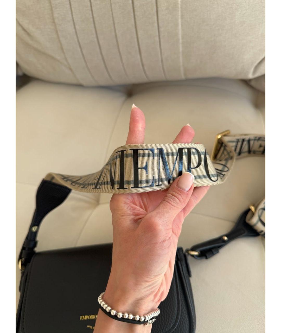 EMPORIO ARMANI Черная кожаная сумка через плечо, фото 3