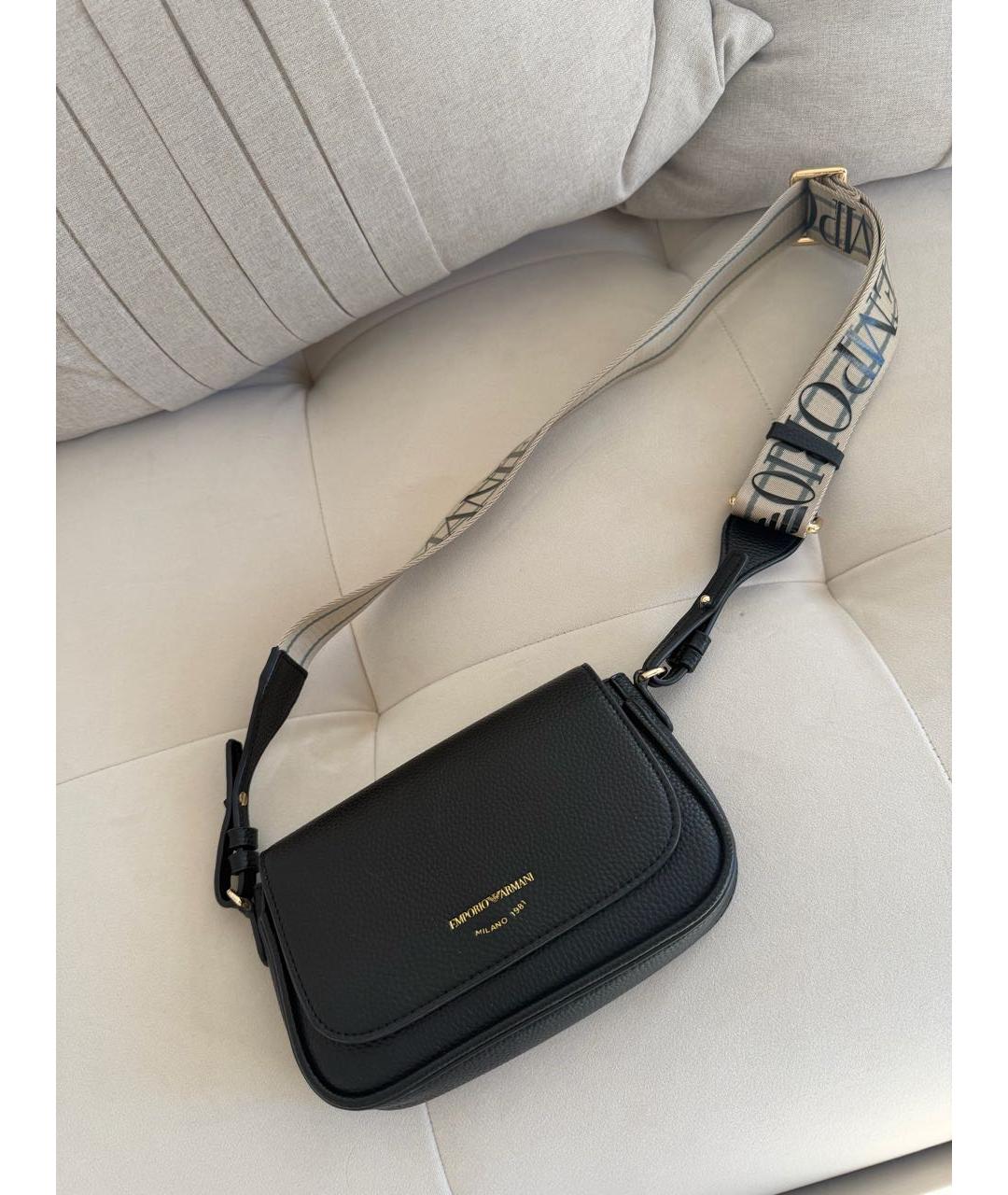 EMPORIO ARMANI Черная кожаная сумка через плечо, фото 9