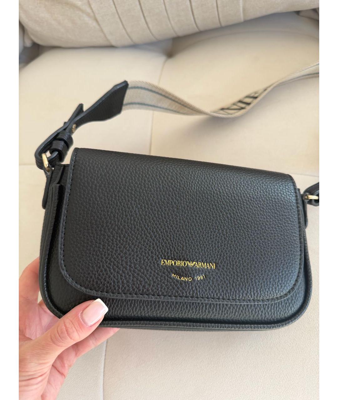 EMPORIO ARMANI Черная кожаная сумка через плечо, фото 2