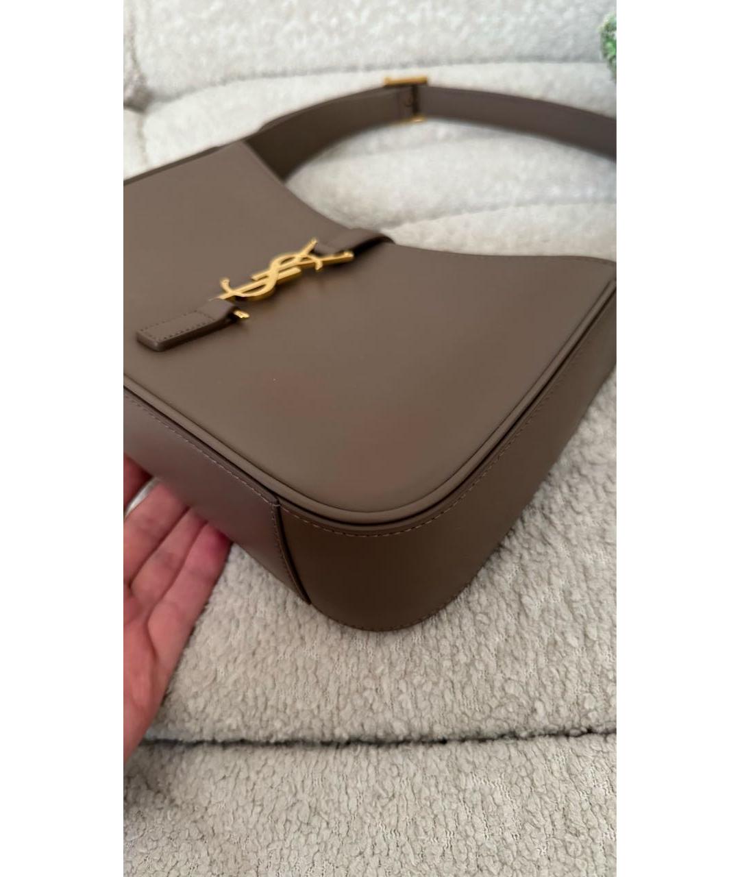 SAINT LAURENT Бежевая кожаная сумка с короткими ручками, фото 2