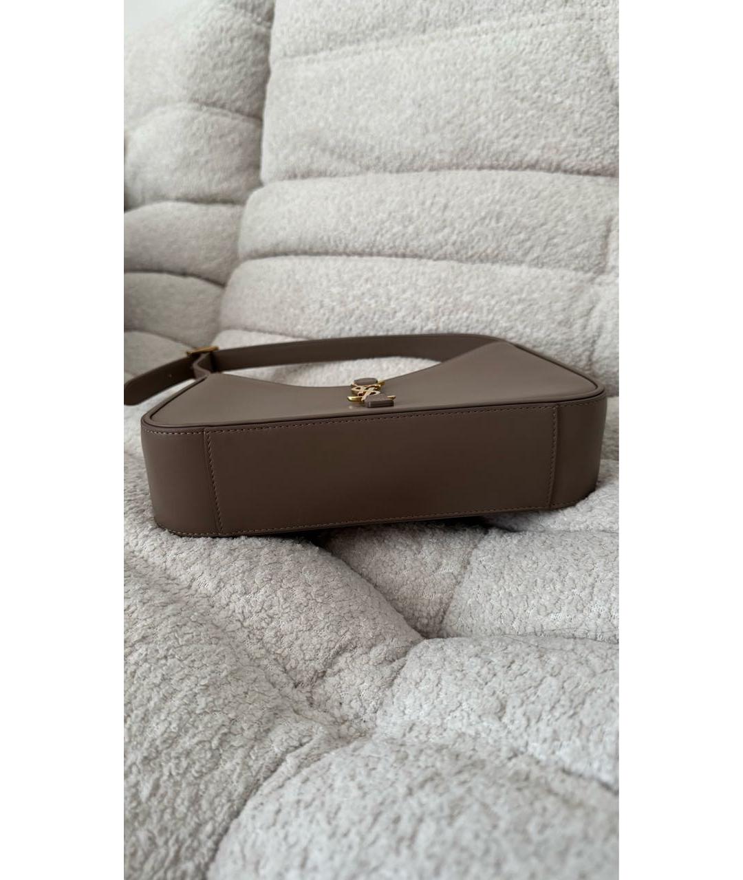 SAINT LAURENT Бежевая кожаная сумка с короткими ручками, фото 4