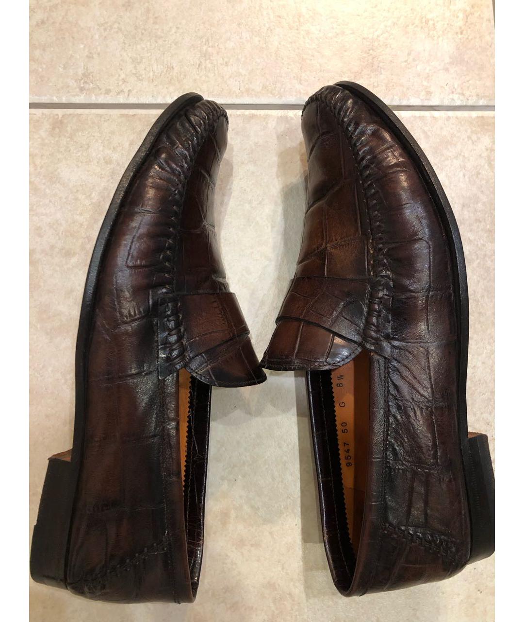 SANTONI Коричневые кожаные лоферы, фото 6