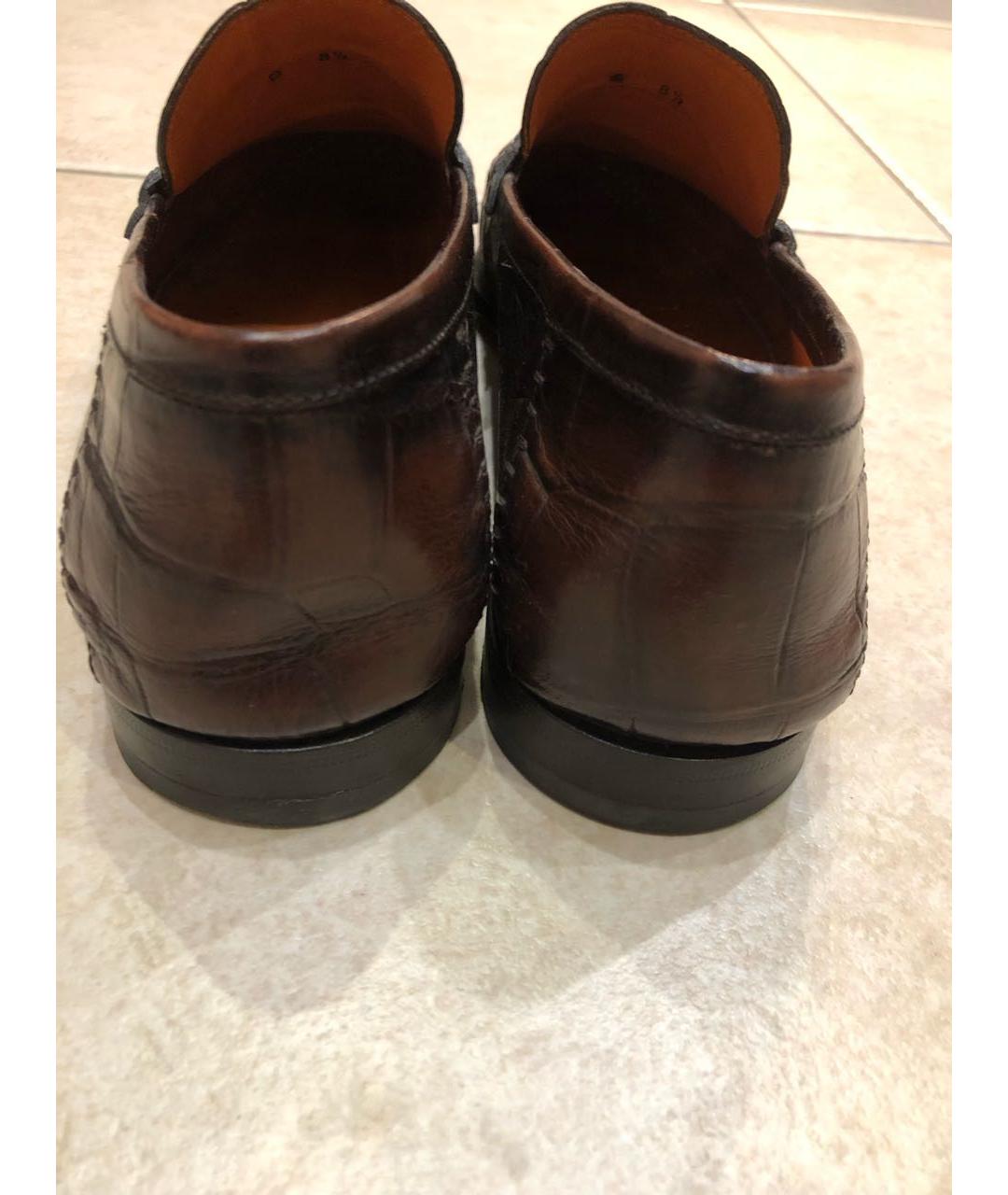 SANTONI Коричневые кожаные лоферы, фото 4
