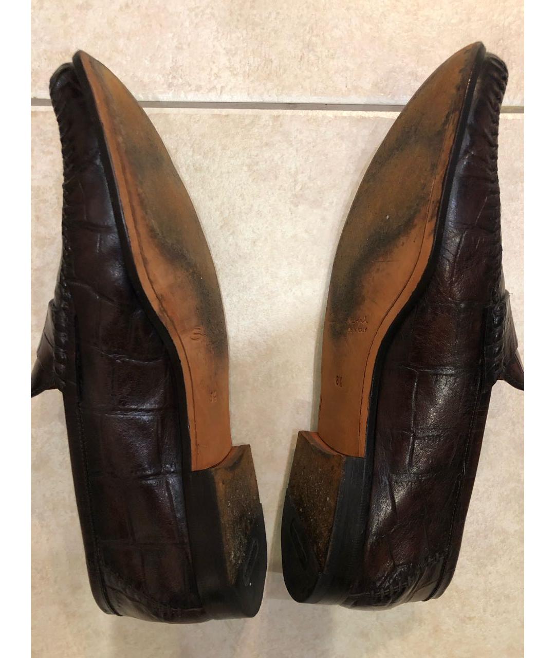 SANTONI Коричневые кожаные лоферы, фото 7