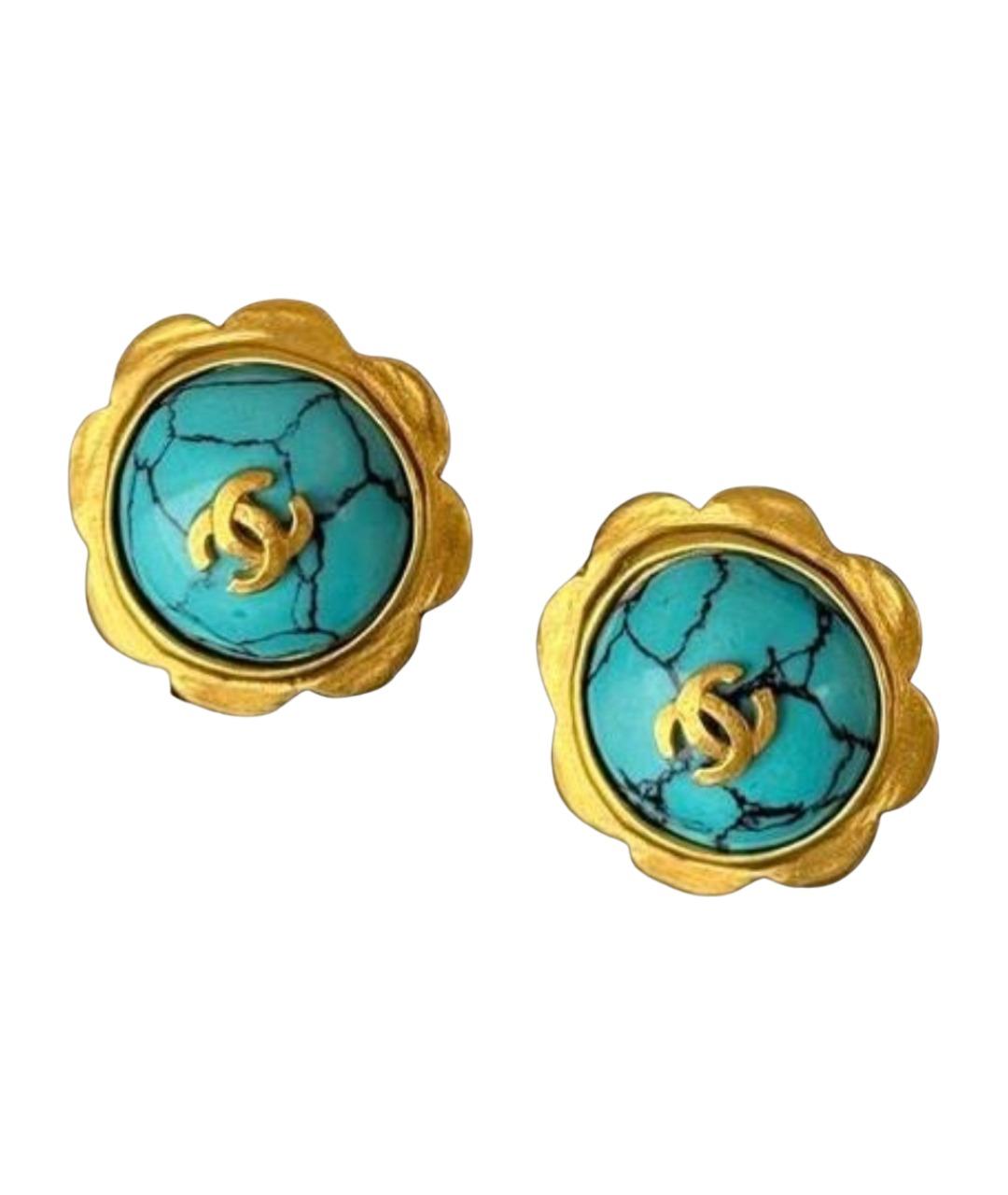 CHANEL Бирюзовые металлические клипсы, фото 1