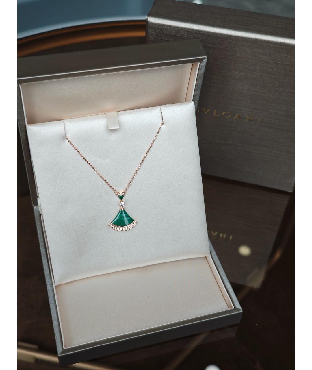 BVLGARI Зеленые колье из розового золота, фото 4