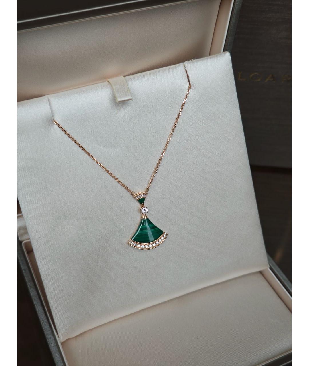 BVLGARI Зеленые колье из розового золота, фото 3