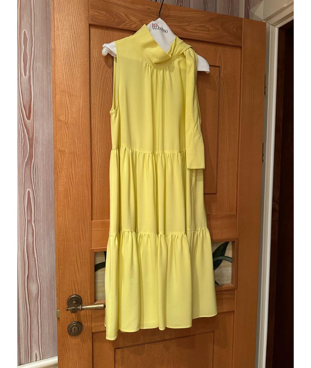 RED VALENTINO Желтое коктейльное платье, фото 4