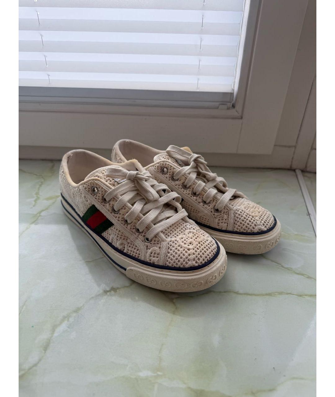 GUCCI Белые текстильные кеды, фото 2