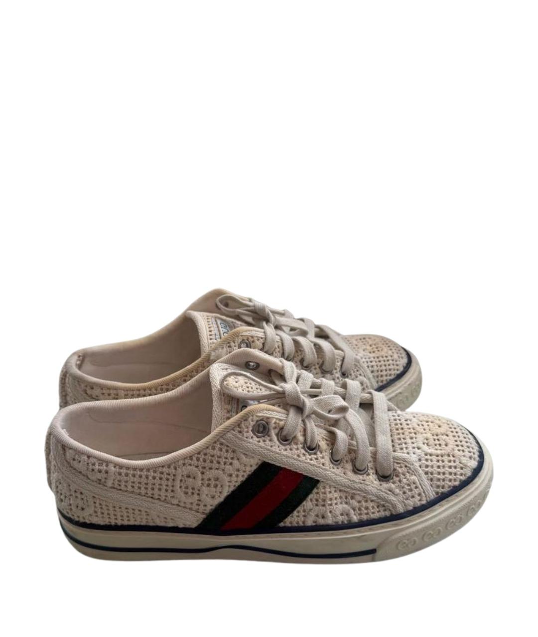 GUCCI Белые текстильные кеды, фото 6