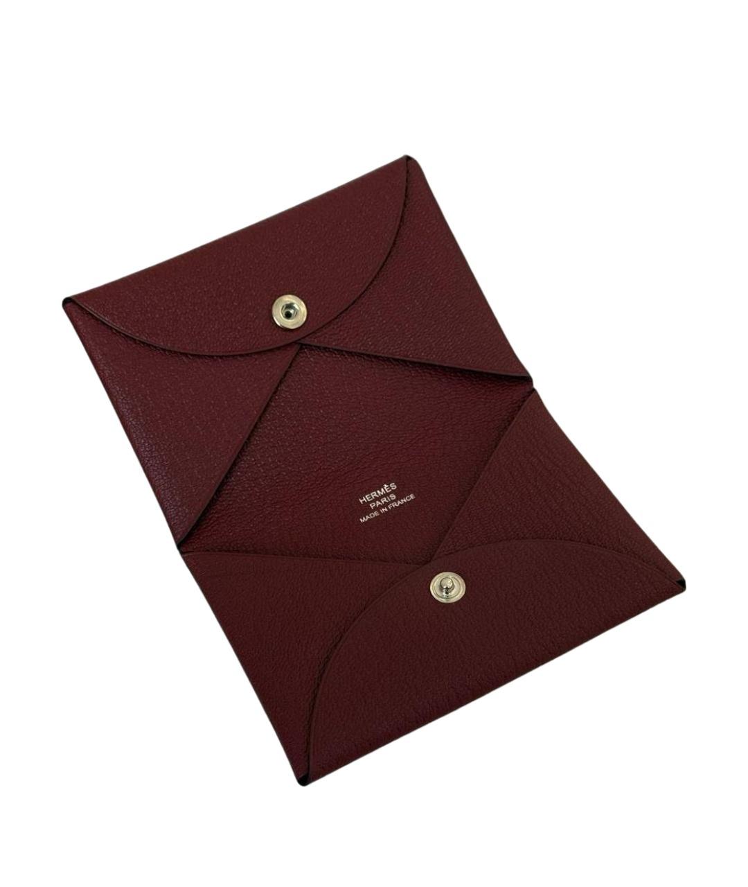 HERMES Бордовый кожаный кардхолдер, фото 1