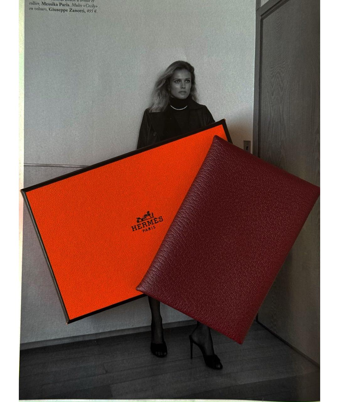 HERMES Бордовый кожаный кардхолдер, фото 3