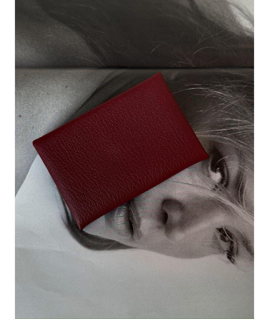 HERMES Бордовый кожаный кардхолдер, фото 2