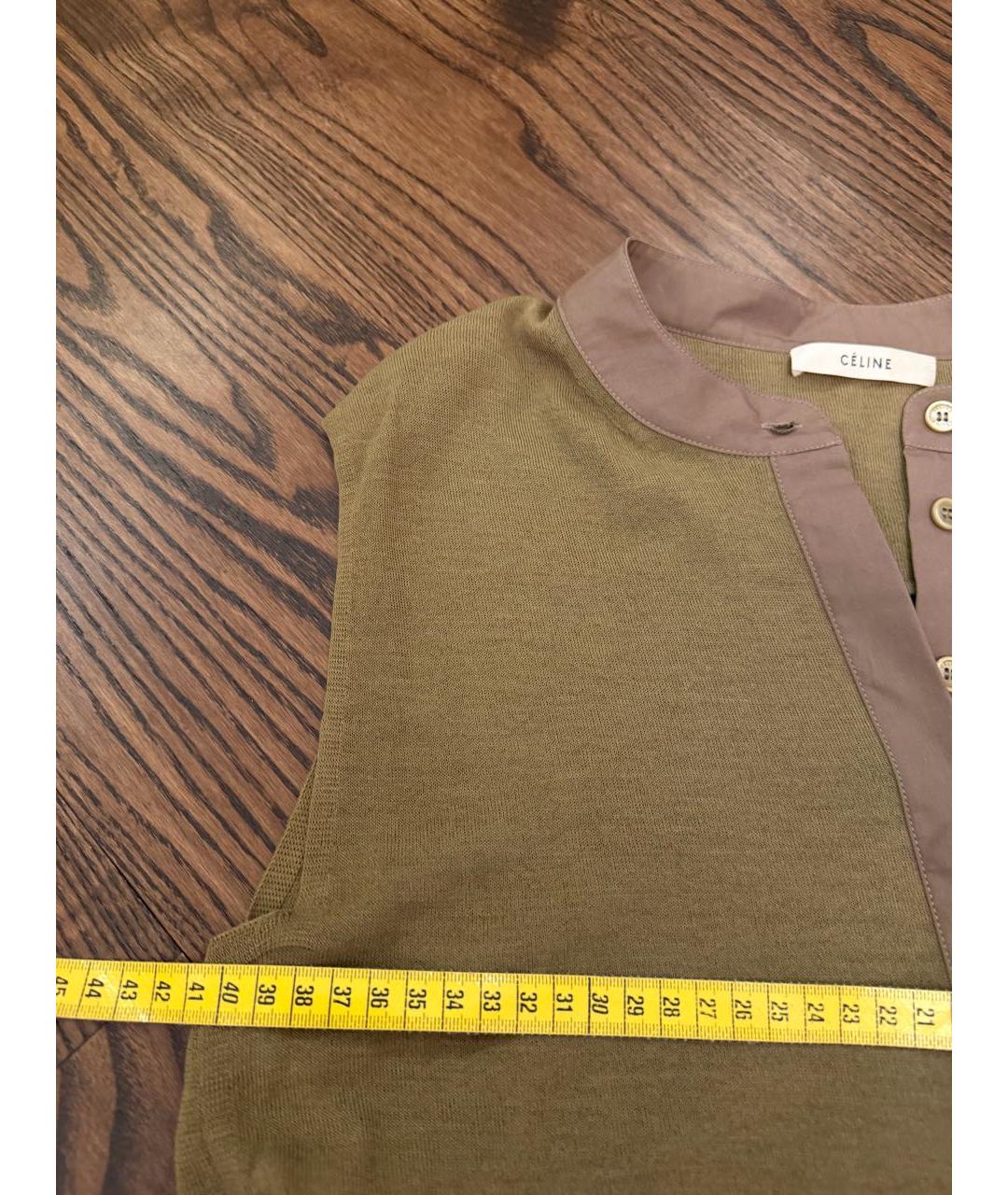 CELINE Хаки льняная майка, фото 4