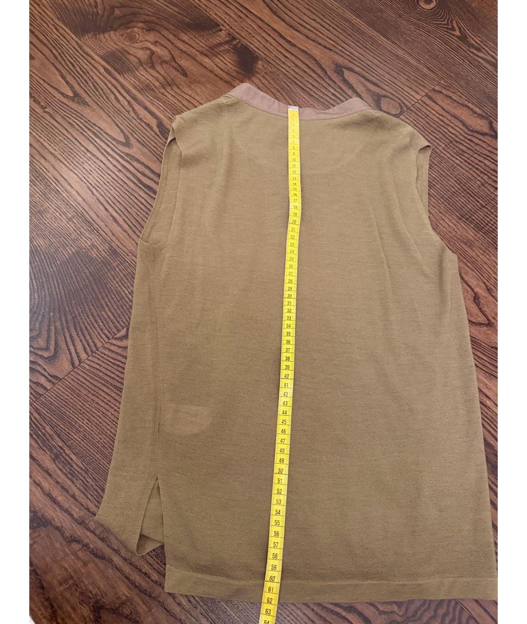 CELINE Хаки льняная майка, фото 5