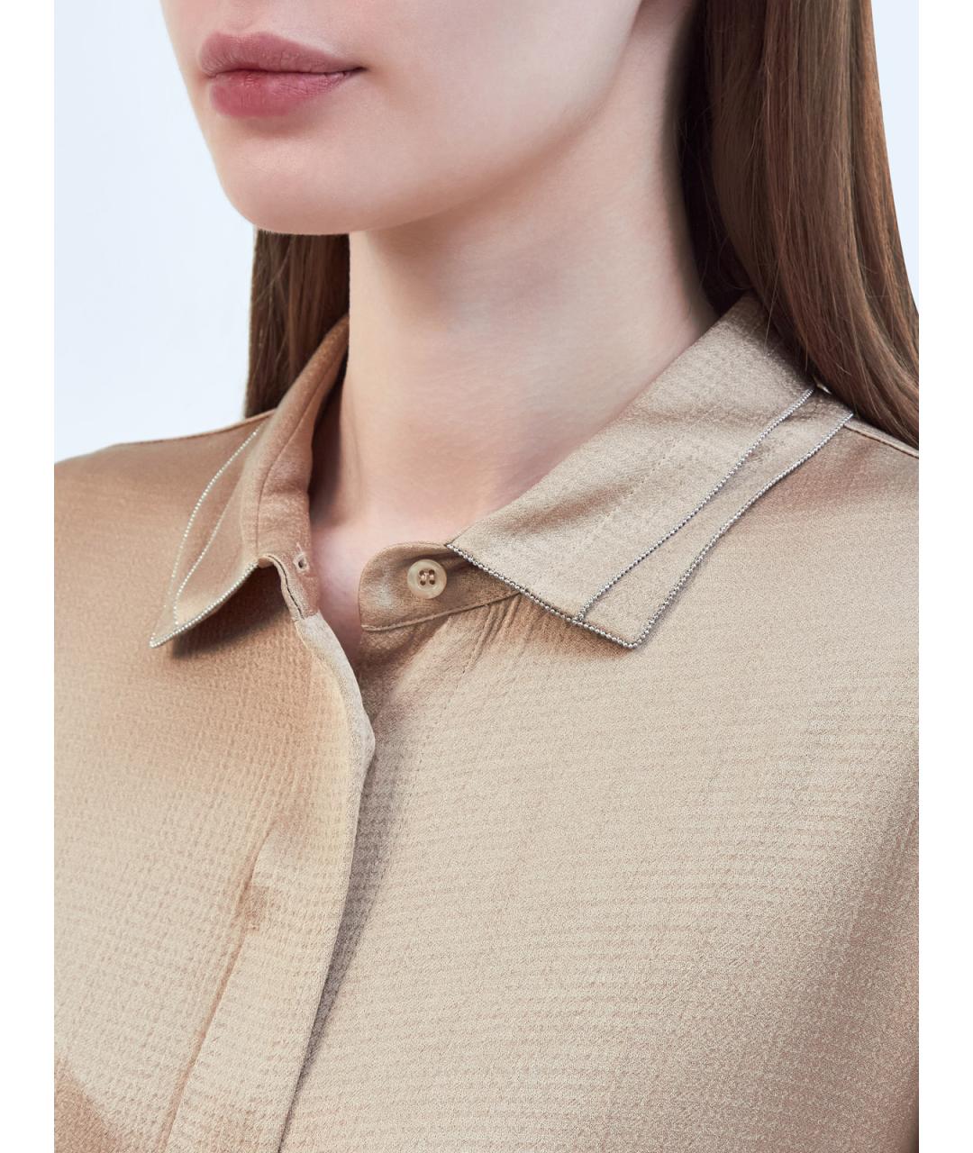 PESERICO Бежевое ацетатное повседневное платье, фото 3