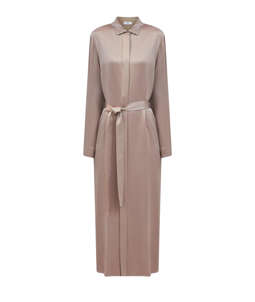 PESERICO Бежевое ацетатное повседневное платье, фото 1