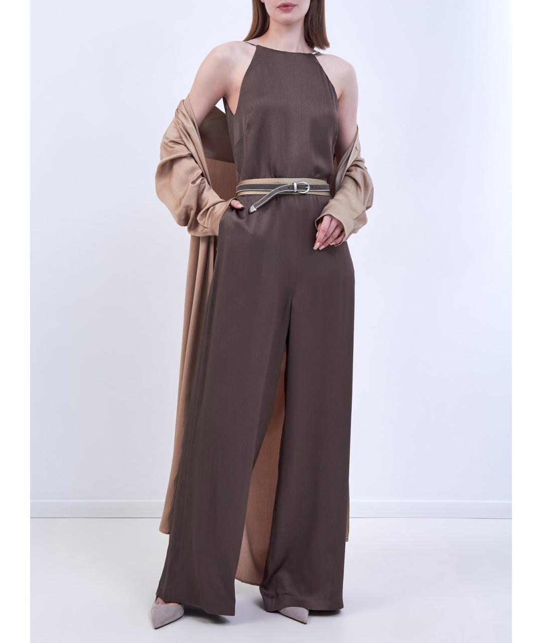 PESERICO Коричневый ацетатный комбинезон, фото 2