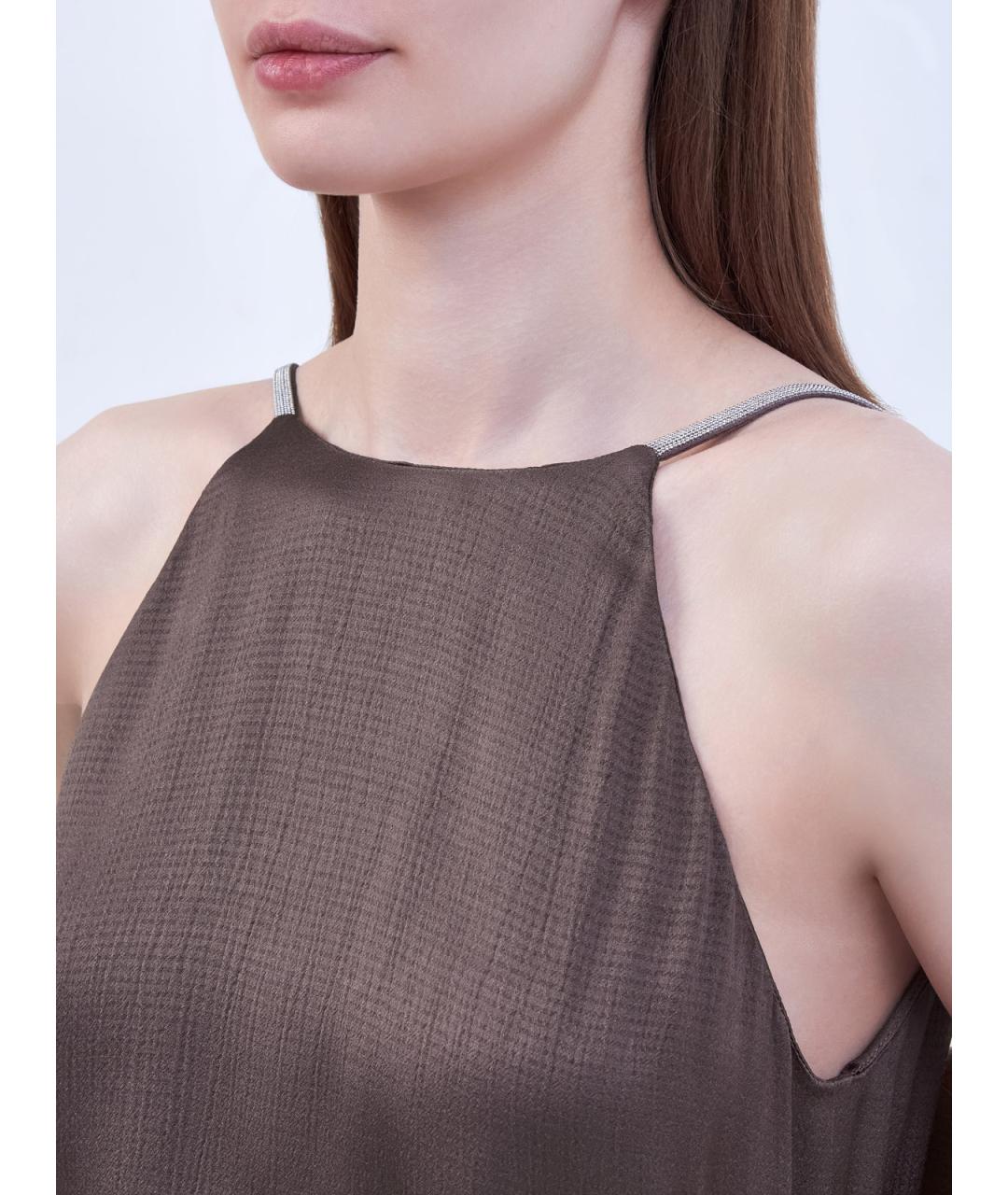 PESERICO Коричневый ацетатный комбинезон, фото 5