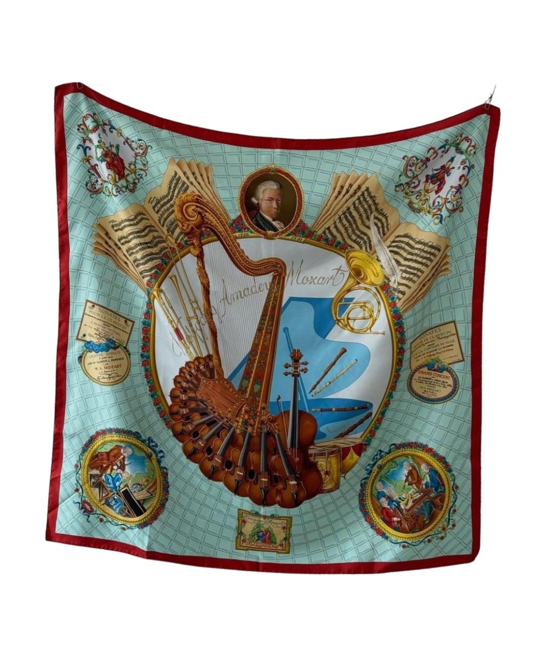 HERMES Мульти шелковый платок, фото 1