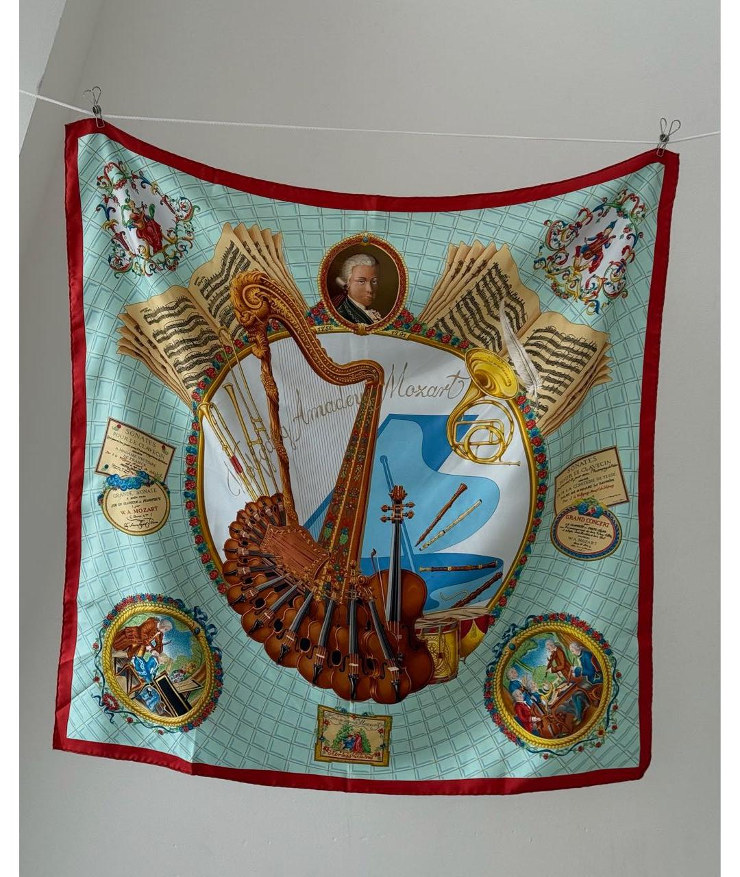 HERMES Мульти шелковый платок, фото 5