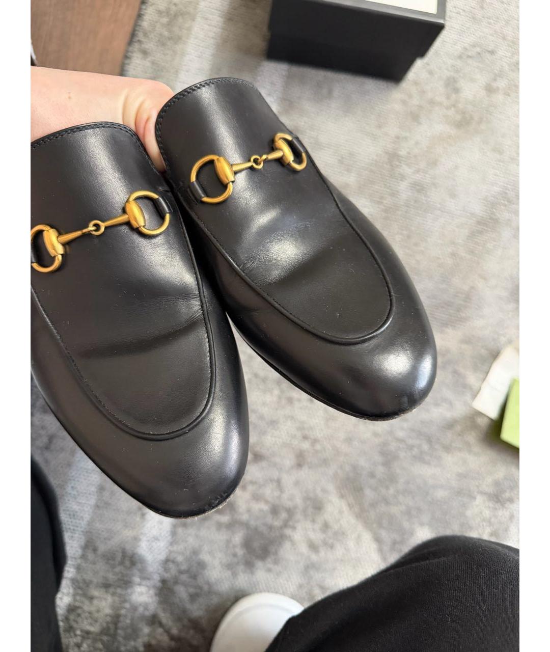 GUCCI Черные кожаные мюли, фото 3