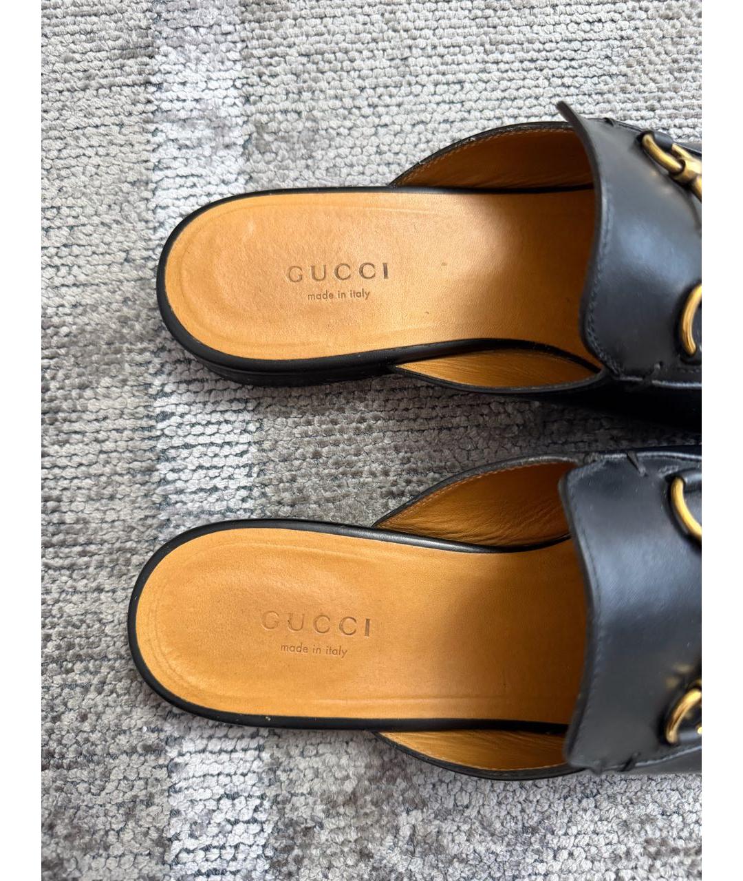GUCCI Черные кожаные мюли, фото 4
