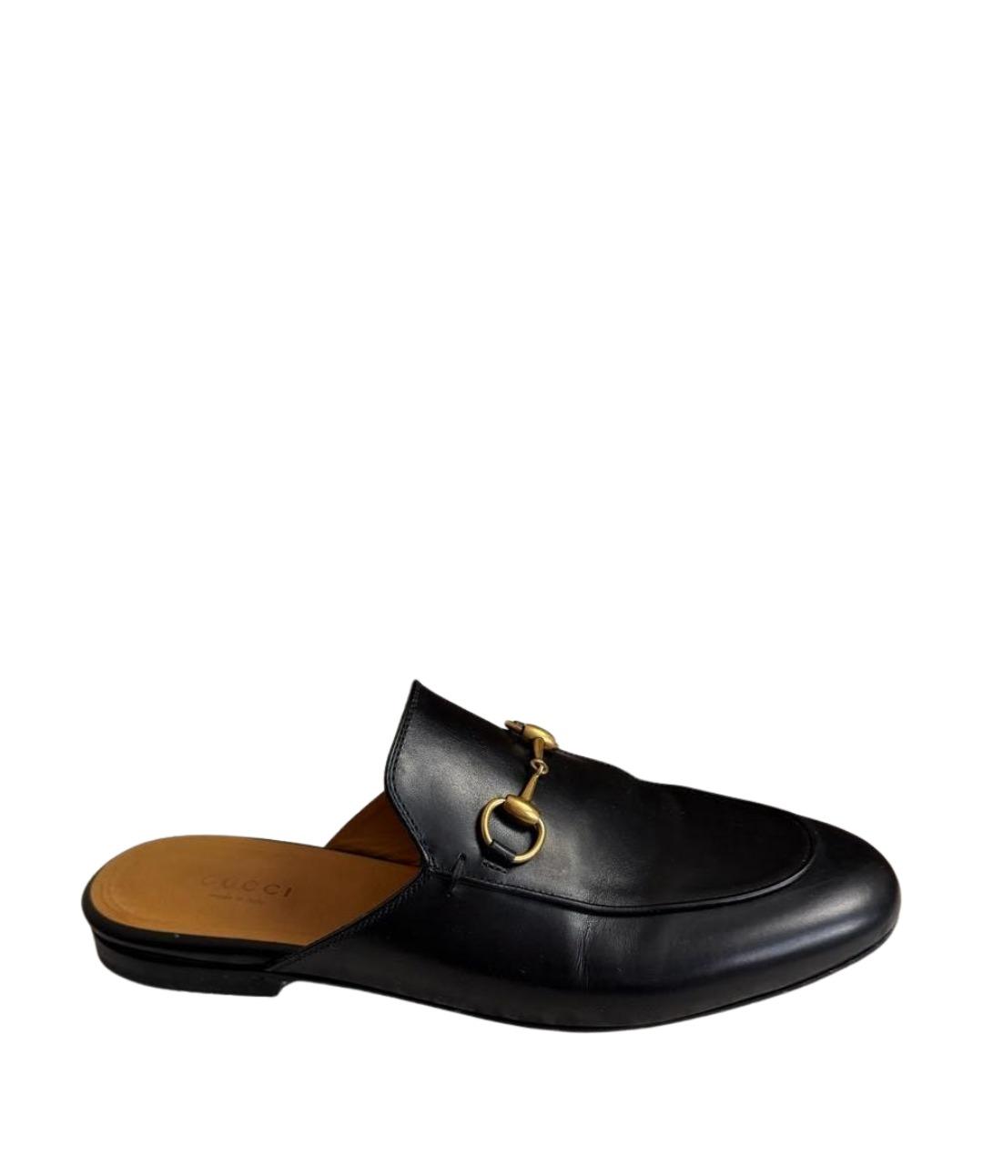 GUCCI Черные кожаные мюли, фото 1