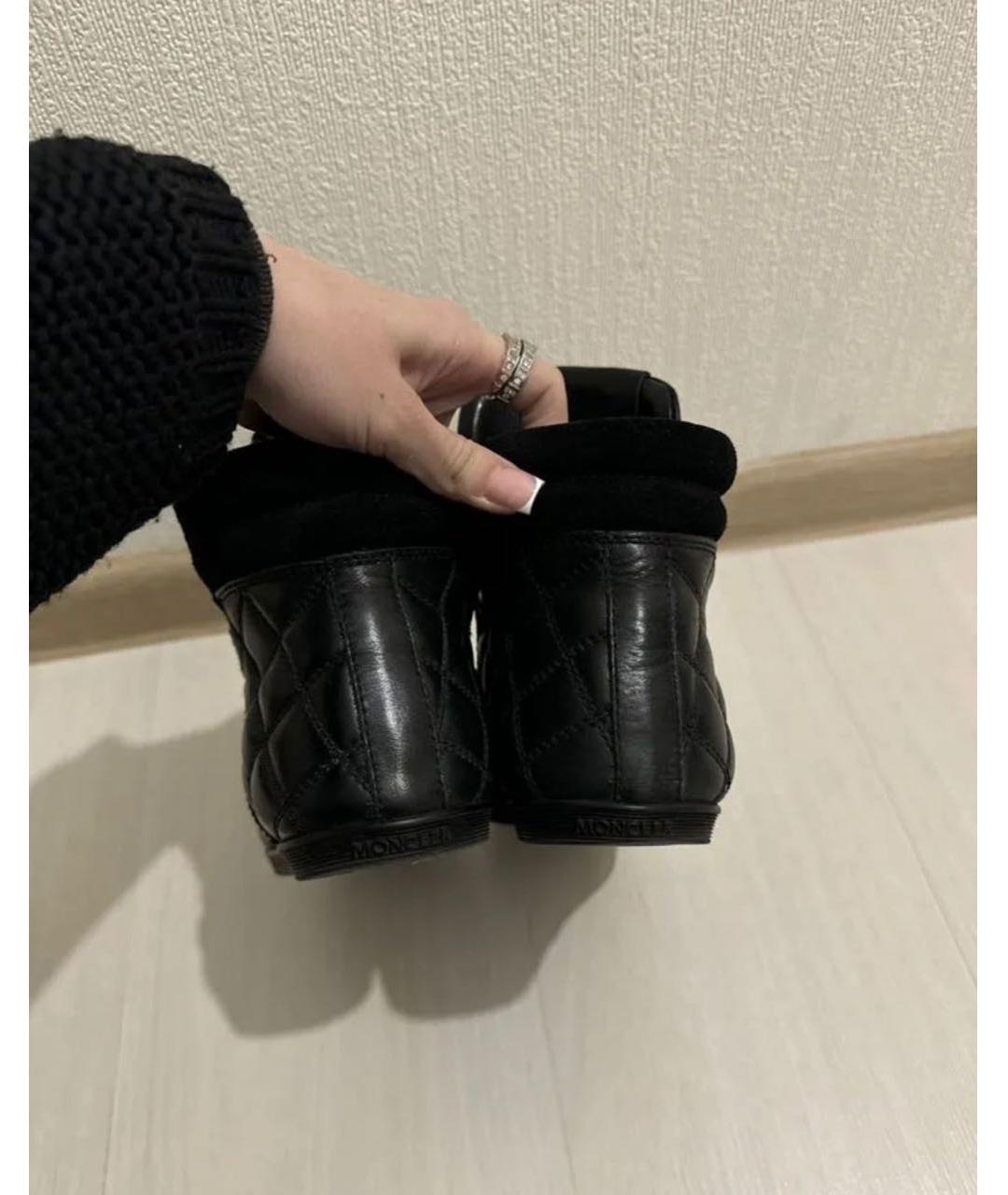 MONCLER Черные кожаные кеды, фото 4