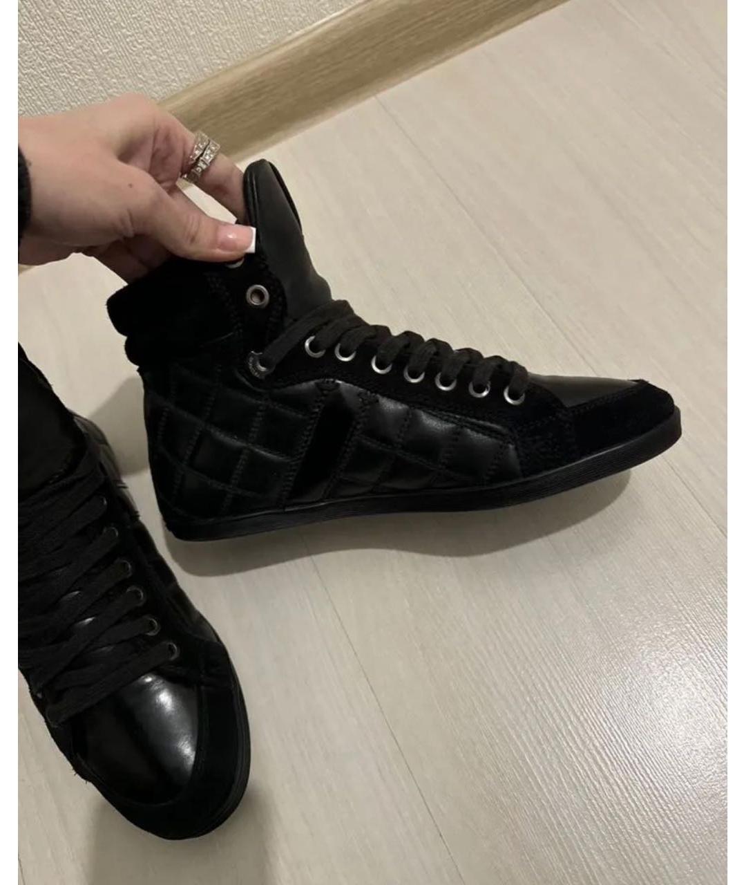 MONCLER Черные кожаные кеды, фото 5