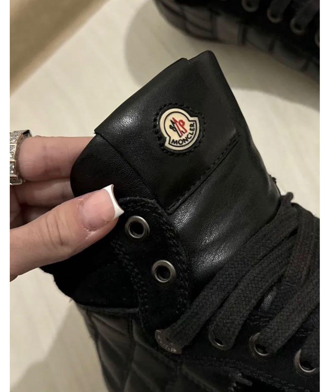 MONCLER Черные кожаные кеды, фото 3