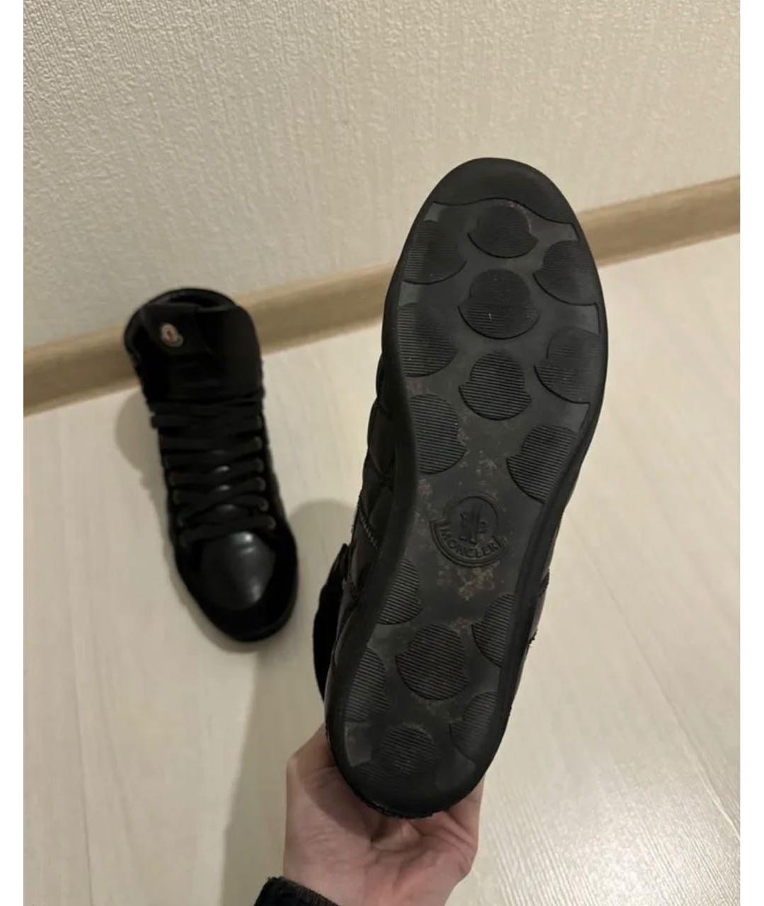 MONCLER Черные кожаные кеды, фото 6