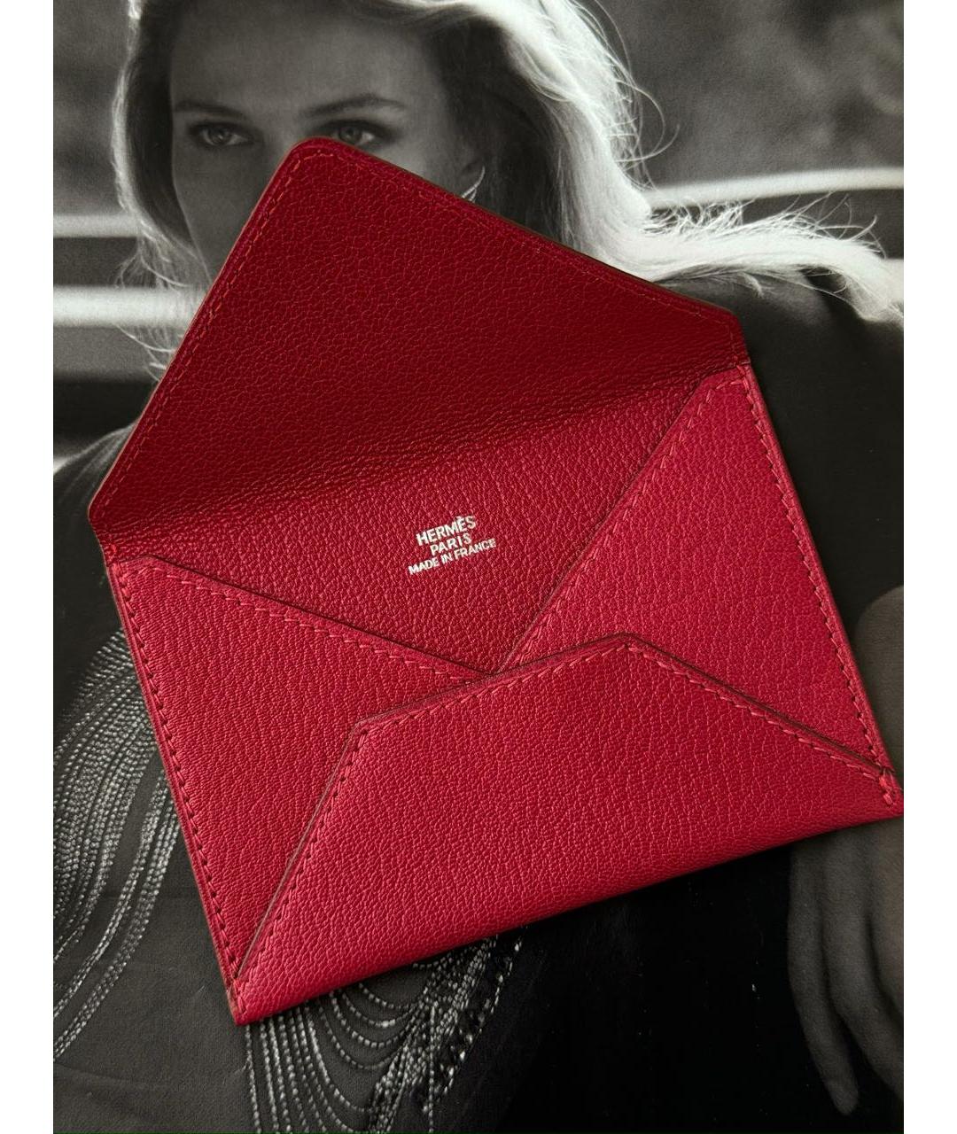 HERMES Коралловый кожаный кардхолдер, фото 2
