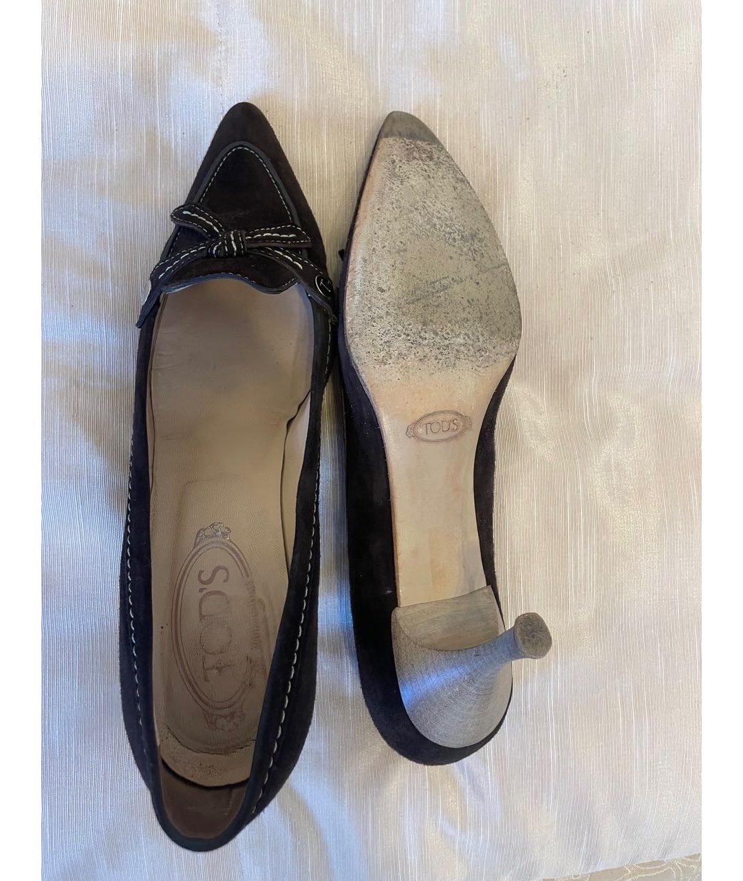 TOD'S Коричневые замшевые лодочки на низком каблуке, фото 7