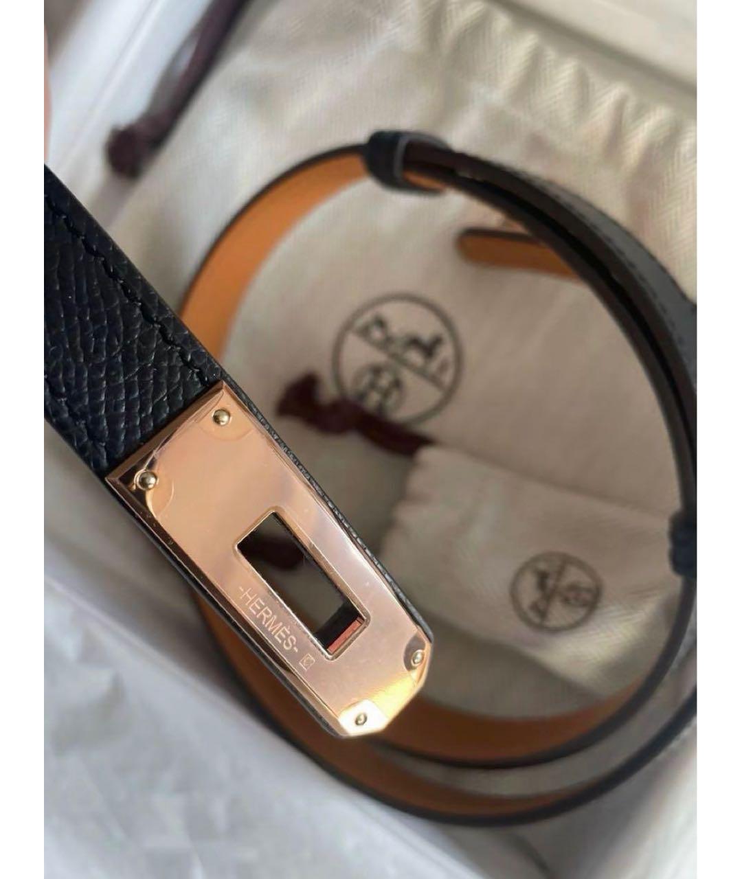 HERMES Черный кожаный ремень, фото 2