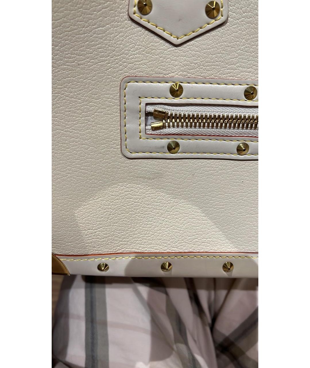 LOUIS VUITTON Белая кожаная сумка с короткими ручками, фото 6