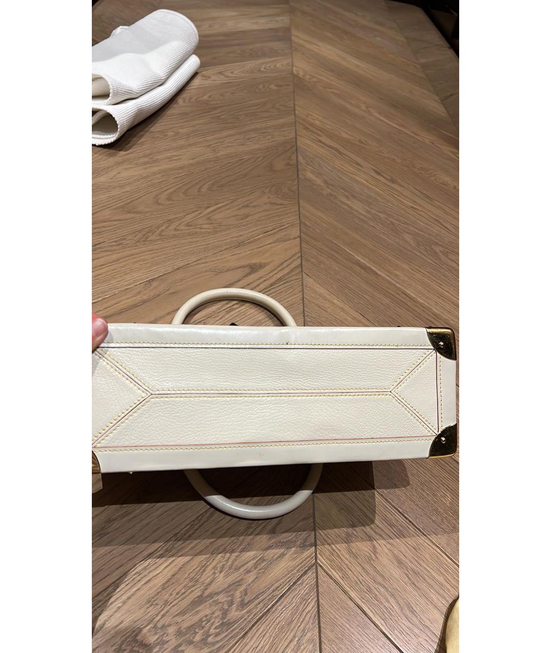 LOUIS VUITTON Белая кожаная сумка с короткими ручками, фото 7