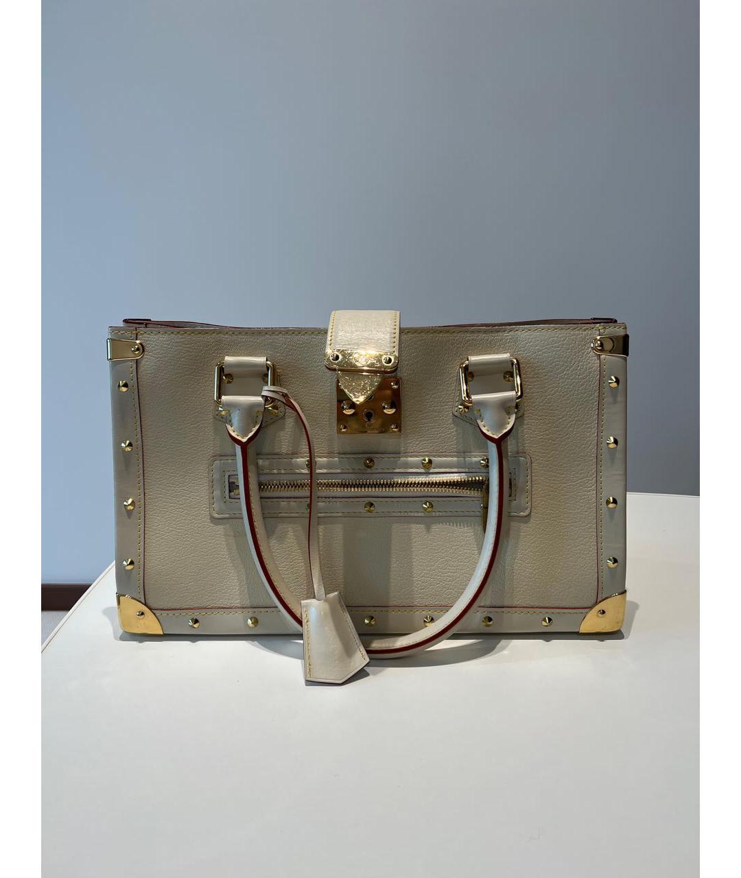 LOUIS VUITTON Белая кожаная сумка с короткими ручками, фото 9