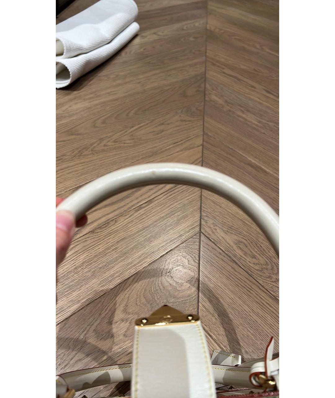 LOUIS VUITTON Белая кожаная сумка с короткими ручками, фото 8