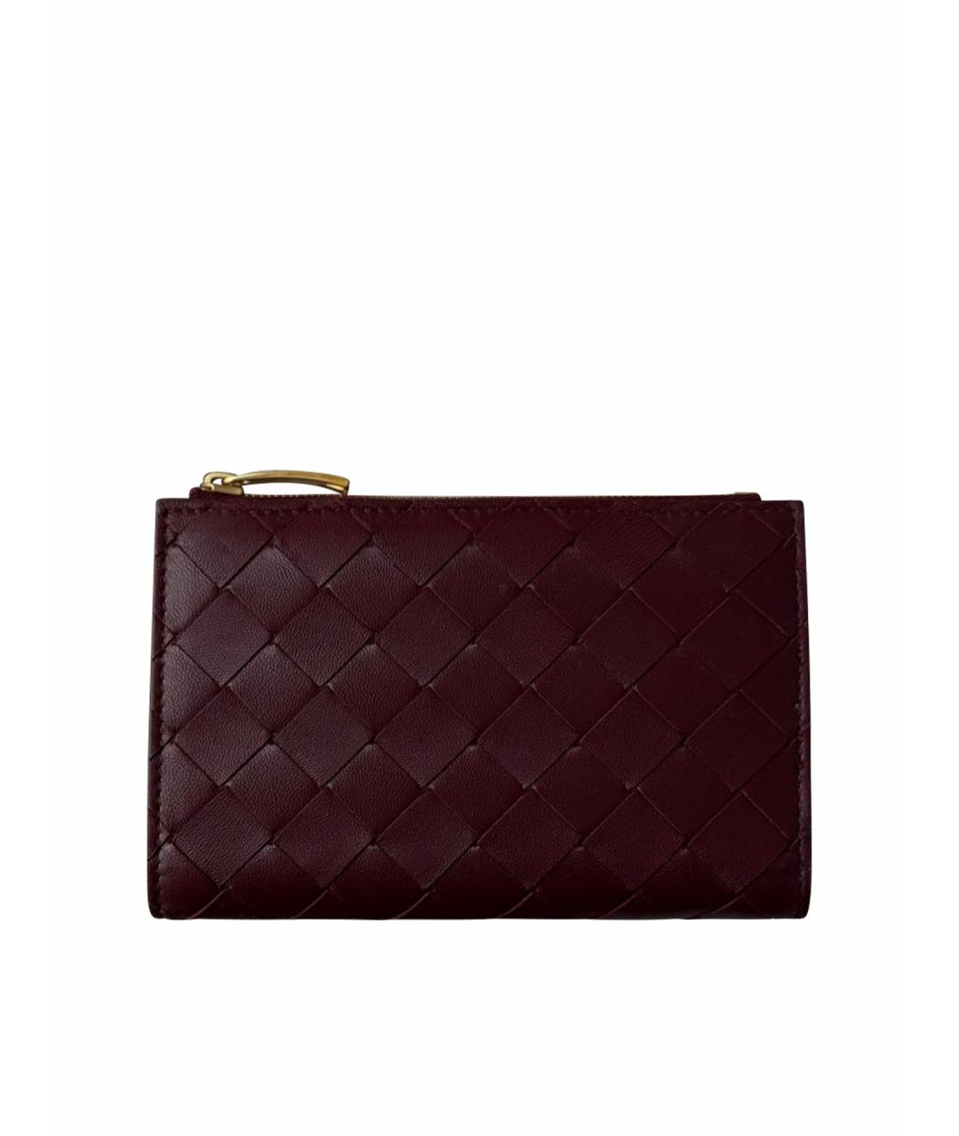 BOTTEGA VENETA Бордовый кожаный кошелек, фото 1
