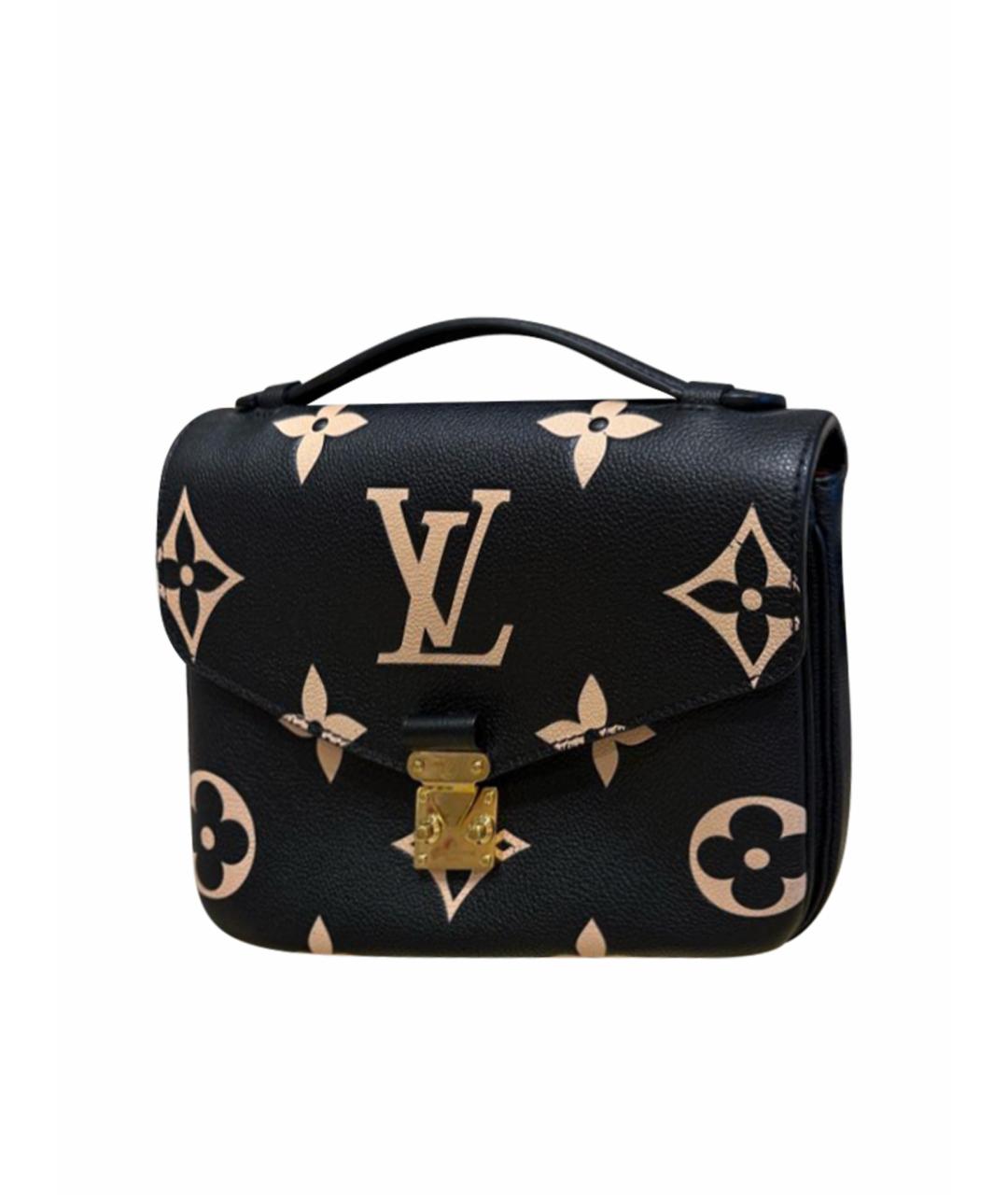 LOUIS VUITTON Черная кожаная сумка с короткими ручками, фото 1
