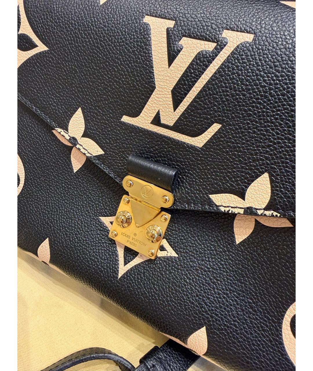 LOUIS VUITTON Черная кожаная сумка с короткими ручками, фото 6