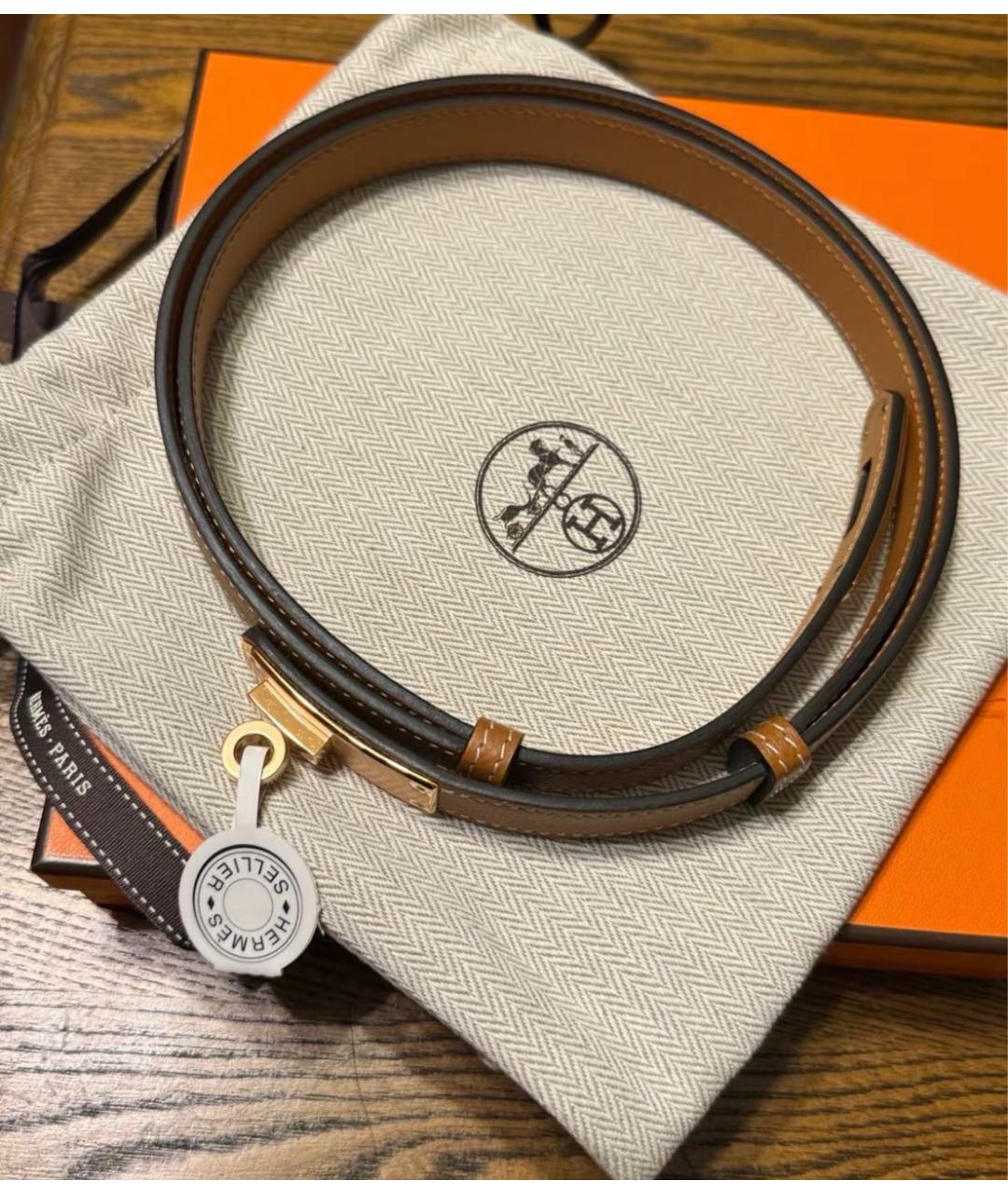 HERMES Коричневый кожаный ремень, фото 3