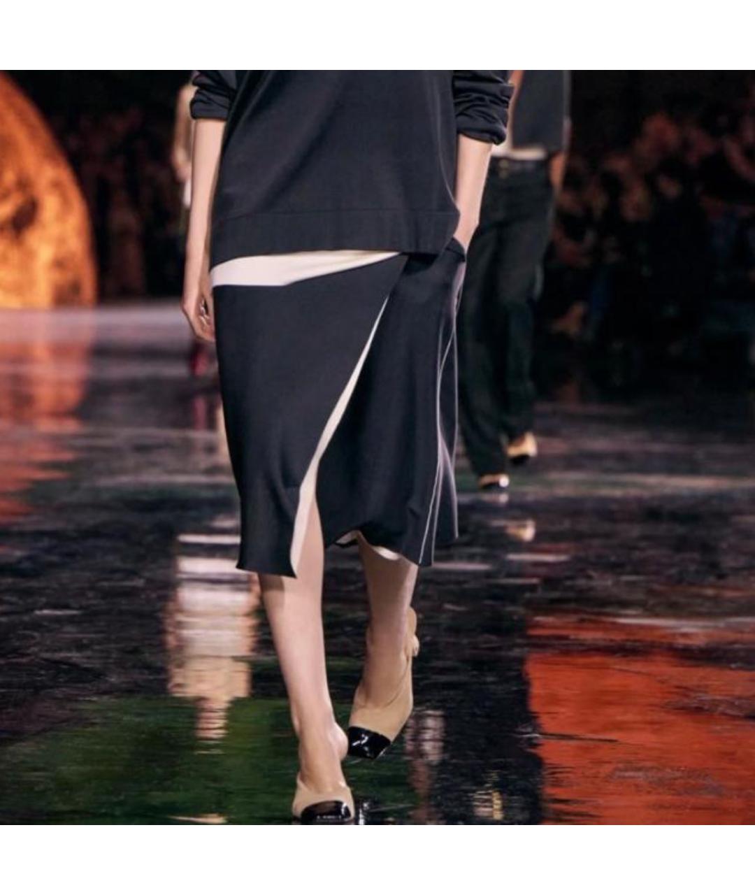 CHANEL Черная шелковая юбка миди, фото 2