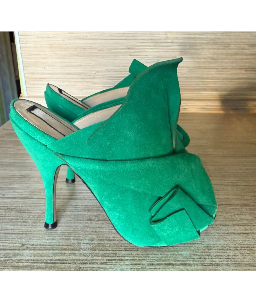 NO. 21 Зеленые замшевые мюли, фото 7